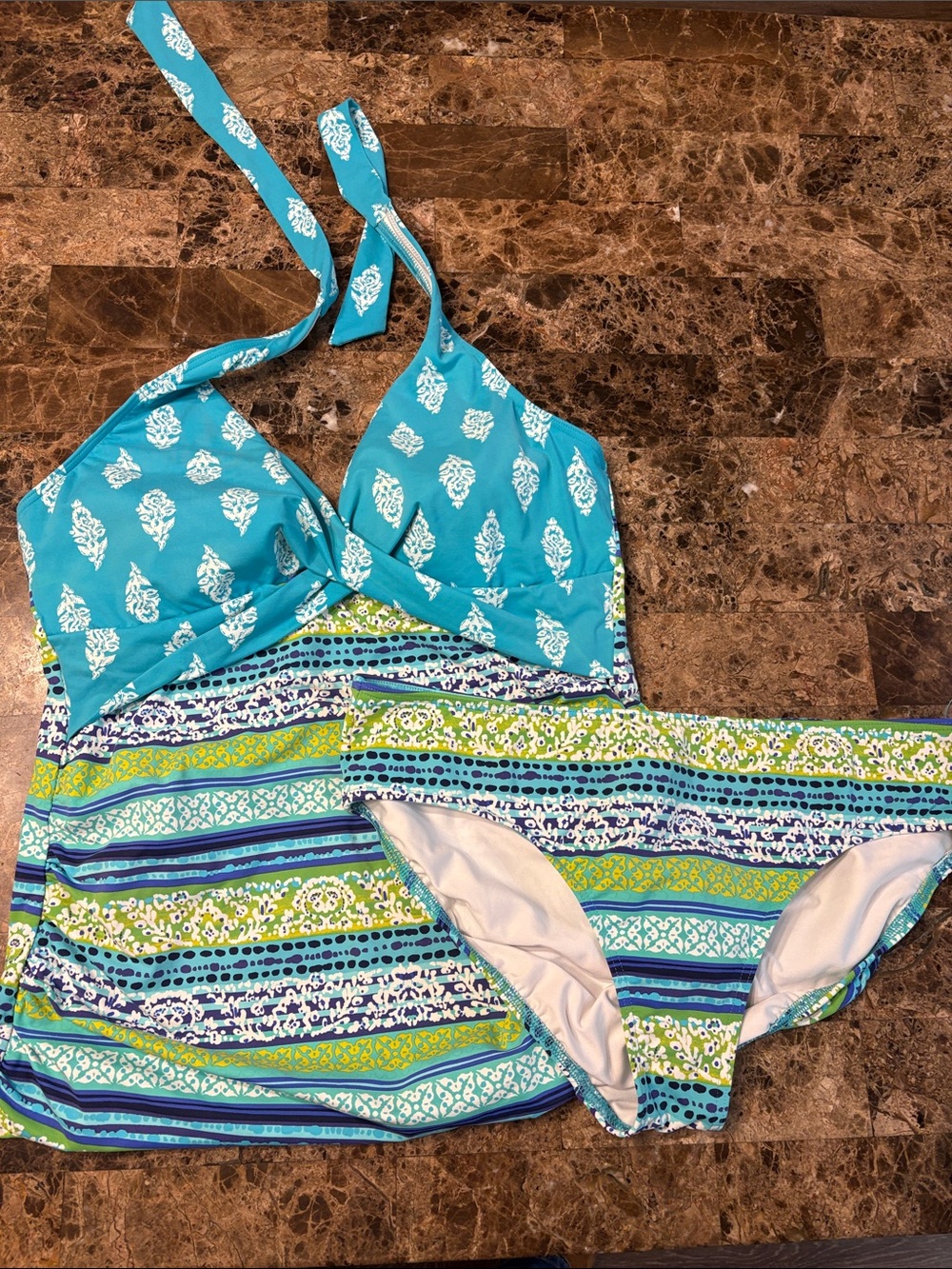 Lands’ End 2 piece cover up bathing suit women’s 16